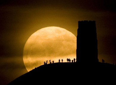 The super moon captured at Glastonbury, England, last night.