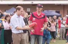 Ireland’s Aussie Rules legend Jim Stynes shows Prince William the ropes
