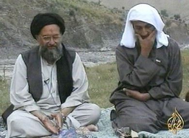 In this file television image from Arab satellite station Al-Jazeera, Osama bin Laden, right, listens as his top deputy Ayman al-Zawahri speaks at an undisclosed location.