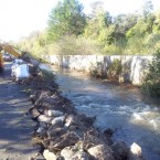 Wall knocked by flood at Commons Road, Loughlinstown, Co Dublin Image: @anfearg/Greg Stanley