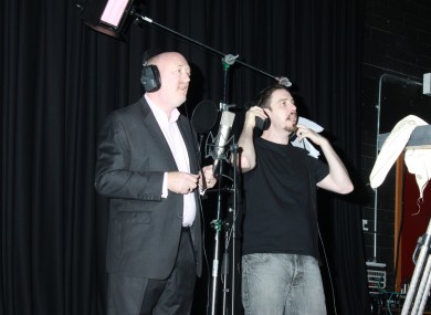Fine Gael TD Derek Keating gets in tune at the recording of the single at the weekend
