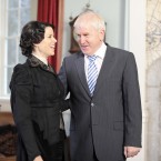 Actress Neve Campbell and Arts Minister Jimmy Deenihan on location at Howth Castle today.Image: Laura Hutton/Photocall Ireland