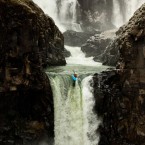 Christie Glissmeyer of Hood River, Oregon is the women's world waterfall record holder - here she is at Celestial Falls on the White River, Oregon. Pic: Tyler Roemer /National Geographic Photo Contest