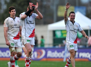 Ulster players celebrate their win.