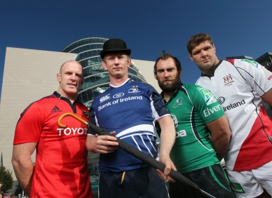 Paul O'Connell, Leo Cullen, John Muldoon and Johann Muller in Dublin for the Heineken Cup launch last year