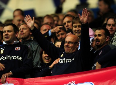 Reading's Manager Brian McDermott celebrates promotion at the end of last night's game.