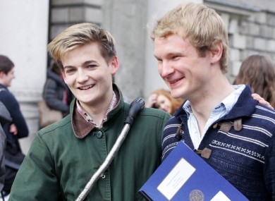 Game of Thrones star Jack Gleeson (L) after achieving a two subject Moderatorship in Philosophy and World Religions and Theology in TCD
