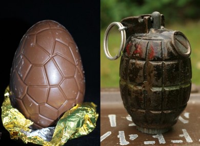 Easter eggs and grenades: not good substitutes.