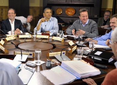 World leaders attend the first working session of the G-8 Summit at Camp David, Md,, Saturday, May 19, 2012