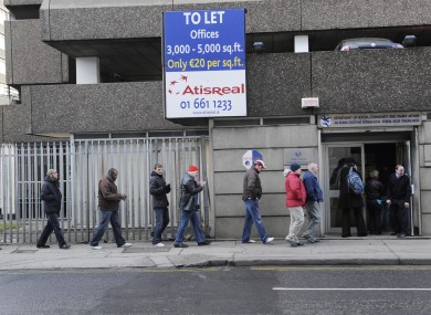 People queuing at a social welfare office in Dublin