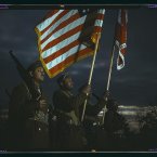 Original caption: Color guard of Negro engineers, Ft. Belvoir(?), [Va.]