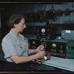 Working with the electric wiring at Douglas Aircraft Company