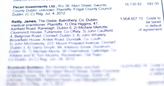 Pictures: James Reilly’s name on the Stubbs Gazette defaulters’ list
