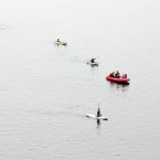 People canoe in Grand Cannal dock, where the Tall Ships Festival 2012 is taking place.
Photo: Sam Boal/ Photocall Ireland