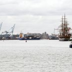 Pictured (Right) the largest of the Tall Ships, Amerigo Vespucci as it arrived into Dublin as part of the Tall Ships Festival.The Festival takes place around the Dublin Docklands running until the 26th August
Photo: Sam Boal/Photocall Ireland.