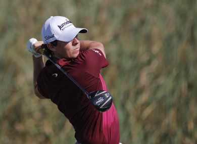 Rory McIlroy of Northern Ireland watch his drive from the 16th tee yesterday.