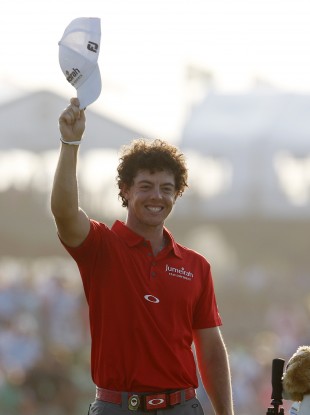Rory McIlroy waves to his father after he sealed the win last night.