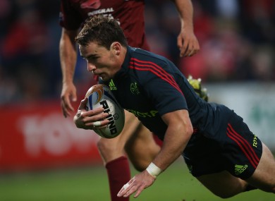 Sean Scanlon dives over for a second-half try.
