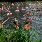 Secret swimming launches at The Wilderness Festival with the world’s largest skinny dip at Oxfordshire. Photo: Rui Vieira/PA Wire
