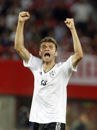 Germany's Thomas Mueller reacts after the World Cup 2014 group C qualifier.