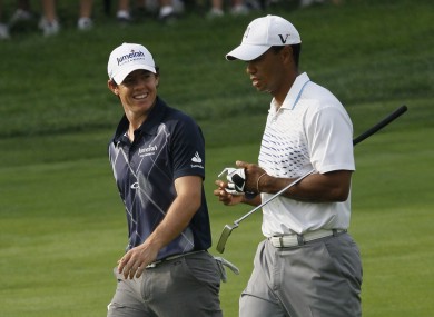 Face off: Rory McIlroy and Tiger Woods.