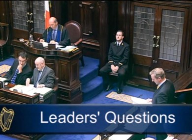 Proceedings during Leaders' Questions in the Dáil today.