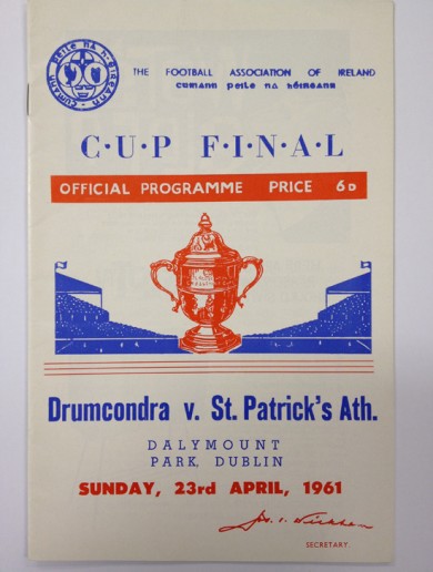 Get your programmes! Sports memorablia from St Pats’ last FAI Cup win