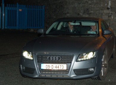 Sean Quinn (right) leaving prison early this morning,