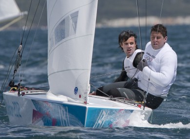 Peter O'Leary (left) and David Burrows (right) in action at the London 2012 Olympics.