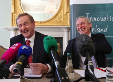 Taoiseach Enda Kenny and Jobs Minister Richard Bruton at the announcement of the 450 new eBay jobs this morning