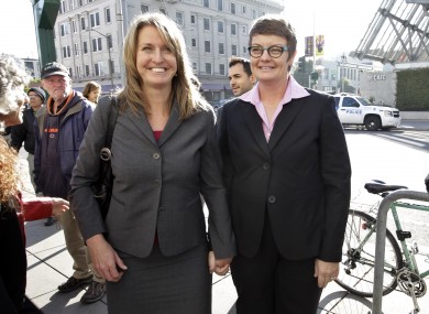 Plaintiffs Sandy Stier, left, and partner Kris Perry, right.