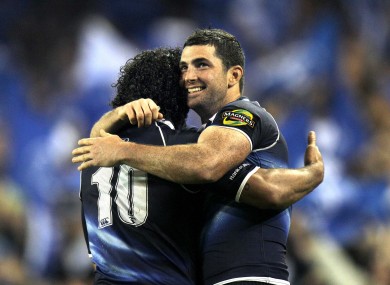 Isa Nacewa and Rob Kearney embrace after a 2010 win over Munster.
