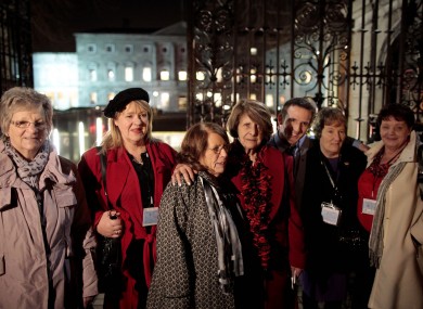 Magdalene survivors, including Maureen Sullivan second from left, outside Leinster House after the apology by Taoiseach Enda Kenny in February