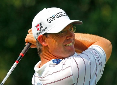 Pádraig Harrington tees off on the 2nd hole during the first round of the Malaysian Open.