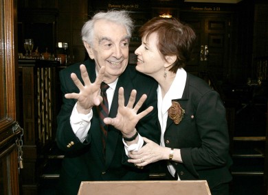 The late Milo O'Shea, with wife Kitty Sullivan, when he had his handprints taken at the Gaiety Theatre in 2007.