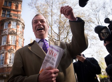 UKIP leader Nigel Farage arrives in Westminster this morning