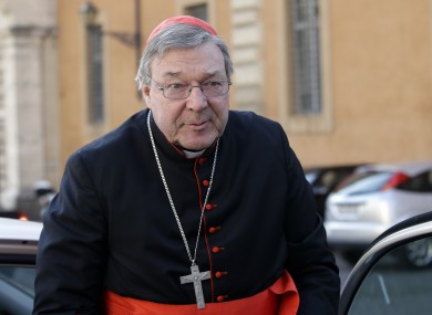 Australian Cardinal George Pell arrives for a meeting, at the Vatican in March this year.