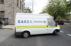 A garda van burst into flames on a busy motorway