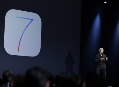 Apple chief executive Tim Cook launches the new iOS 7 at a developers' conference in San Francisco.