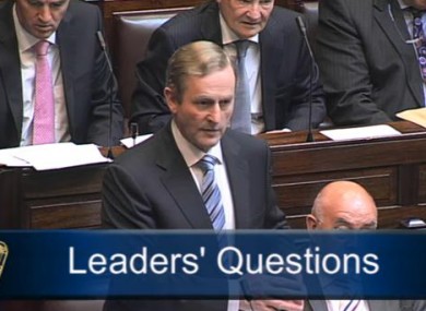 Enda Kenny speaking during Leader's Questions today.