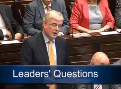 Tánaiste Eamon Gilmore answers questions during Leaders' Questions this morning