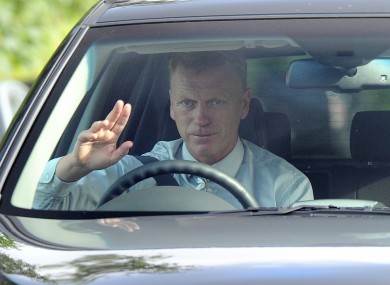 Moyes arrives on his first day of training yesterday.