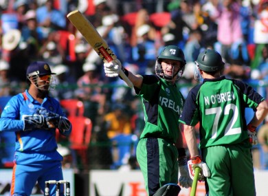 Ireland's William Porterfield and Noel O'Brien facing India in 2011.