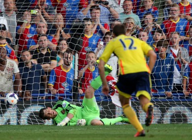 Sunderland's goalkeeper Keiren Westwood fails to save a penalty.