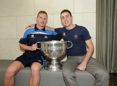 Dublin's Ciaran Kilkenny and Cormac Costello celebrate with the Sam Maguire yesterday.