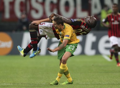 Mikael Lustig gave Mario Balotelli a warm Glasgow welcome.