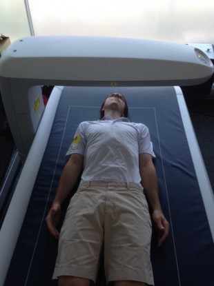 Getting scanned with the cutting-edge sports technology.