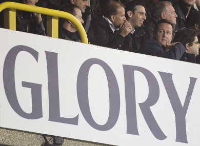 British PM David Cameron in the stands at White Hart Lane.