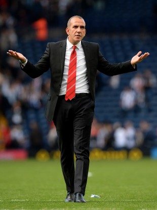 Sunderland manager Paolo Di Canio gestures to the Sunderland fans yesterday.