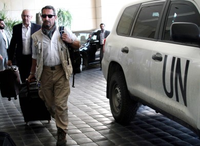 A member of the UN chemical weapons team in Syria.